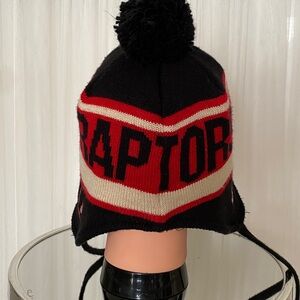 Adidas Toronto Raptors Black/Cream and Red Fully Lined Beanie with Pom Pom O/S